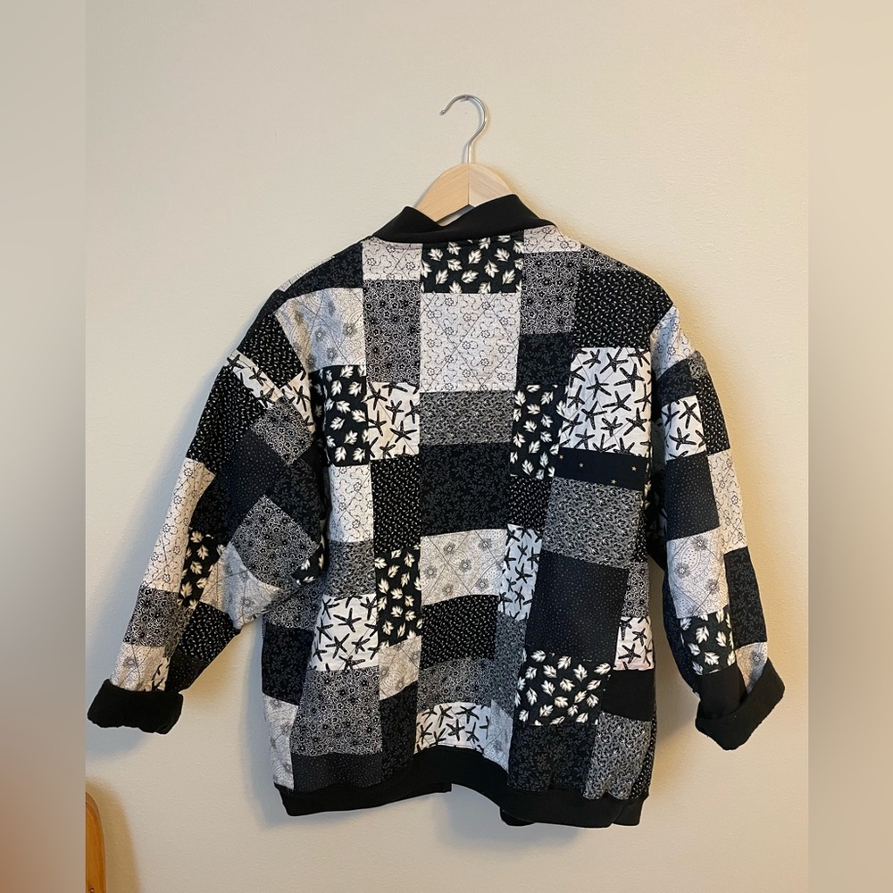 Jerzees - Patchwork Quilt Jacket - Black And Whit… - image 3